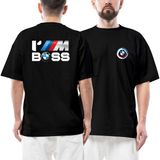 Z zepplin Bmw Im Boss Logo Ön Arka Baskılı Siyah Oversize Tişört - XL