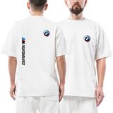 Z zepplin Bmw M Performance Black Text Ön Arka Baskılı Beyaz Oversize Tişört