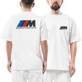 Z zepplin Bmw M Power Motorsport2 Ön Arka Baskılı Beyaz Oversize Tişört - XL