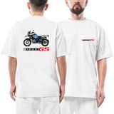 Z zepplin Bmw R1200 Motorcycle Logo Ön Arka Baskılı Beyaz Oversize Tişört