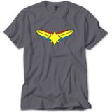 Z zepplin Captain Marvel Logo Gri Tişört