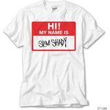 Z zepplin Eminem Hi My Name Is Beyaz Tişört - XS