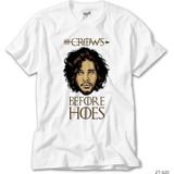 Z zepplin Game Of Thrones Crows Before Hoes Cartoon Beyaz Tişört - 5XL