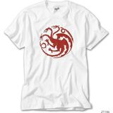 Z zepplin Game Of Thrones House Of Targaryen Dragon Beyaz Tişört - XS