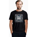 Z zepplin Geometrik Çerçeveli Kurt Başı Baskılı Siyah Tişört - 2XL