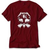 Z zepplin Metallica Cliff Burton Face Kırmızı Tişört - XS
