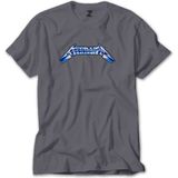 Z zepplin Metallica Logo Blue Gri Tişört