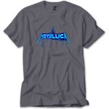 Z zepplin Metallica Logo Lightning Gri Tişört - XL