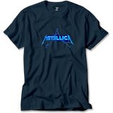 Z zepplin Metallica Logo Lightning Lacivert Tişört - 5XL