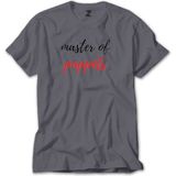 Z zepplin Metallica Master Of Puppets Text Gri Tişört - XL