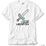 Z zepplin Minecraft Choose Your Weapon Beyaz Tişört - 2XL