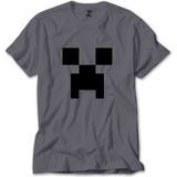 Z zepplin Minecraft Creeper Face Gri Tişört