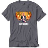 Z zepplin Nirvana Kurt Cobain Guitar Angel Gri Tişört - S