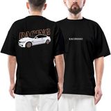 Z zepplin Racing Bmw Ön Arka Baskılı Siyah Oversize Tişört - 2XL