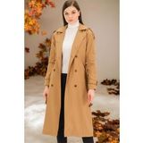 Z6737 DEWBERRY BAYAN TRENÇKOT-DÜZ CAMEL