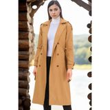Z6737 Dewberry Bayan Trençkot-Koyu Camel - XL