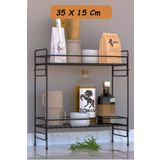 zabata 2 Katlı Mutfak Rafı Banyo Dolabı Çok Amaçlı Düzenleyici Masa Üstü Tezgah Raf Organizer 35x15