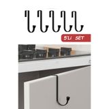 zabata 5'li Set Dolap Kapağı Askısı Mutfak Askı Kancası Metal Askılık Siyah Sunta Mdf Kapaklar İçin