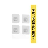 Zabata 7x7 Cm Süper Güçlü Yapışkanlı Banyo Askısı Yedek 4 Adet Sticker Raf Tutucu Askı Siyah