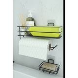 Zabata Yapışkanlı Banyo Rafı Kağıt Havlu Tutacağı ve Metal Sabunluk Set Düzenleyici