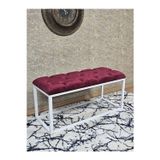 Zafir Beyaz Boyalı Diktörtgen 100 cm x 40 cm Oturak Puf - Bench - Makyaj Oturağı - Oturak Bordo Renk 100 x 40 Boyut/Ebat