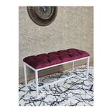 Zafir Beyaz Boyalı - L - Ayaklı 100 cm x 38 cm Oturak - Bench - Makyaj Taburesi - Makyaj Oturak Bordo Renk 100 x 40 Boyut/Ebat