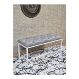 Zafir Beyaz Boyalı - L - Ayaklı 100 cm x 38 cm Oturak - Bench - Makyaj Taburesi - Makyaj Oturak Gri Renk 100 x 40 Boyut/Ebat