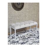 Zafir Beyaz Boyalı - L - Ayaklı 100 cm x 38 cm Oturak - Bench - Makyaj Taburesi - Makyaj Oturak Krem Renk 100 x 40 Boyut/Ebat