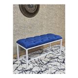 Zafir Beyaz Boyalı - L - Ayaklı 100 cm x 38 cm Oturak - Bench - Makyaj Taburesi - Makyaj Oturak Mavi Renk 100 x 40 Boyut/Ebat
