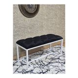 Zafir Beyaz Boyalı - L - Ayaklı 100 cm x 38 cm Oturak - Bench - Makyaj Taburesi - Makyaj Oturak Siyah Renk 100 x 40 Boyut/Ebat