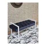 Zafir Beyaz Boyalı Metal 80 cm Puf Bench - Antre Puf - Hol Bench - Puf - Oturak - Bench Füme Renk 90 x 45 Boyut/Ebat