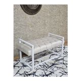 Zafir Beyaz Boyalı Metal 80 cm Puf Bench - Antre Puf - Hol Bench - Puf - Oturak - Bench Krem Renk 90 x 45 Boyut/Ebat