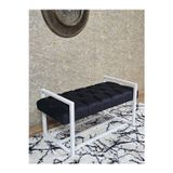 Zafir Beyaz Boyalı Metal 80 cm Puf Bench - Antre Puf - Hol Bench - Puf - Oturak - Bench Siyah Renk 90 x 45 Boyut/Ebat