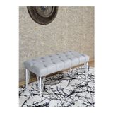Zafir Beyaz Boyalı Tel Ayaklı 90 cm Puf Bench - Puf - Bench - Kasalı Oturak - Oturak - Yatak Ucu Puf Gri Renk 90 x 41 Boyut/Ebat