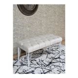 Zafir Beyaz Boyalı Tel Ayaklı 90 cm Puf Bench - Puf - Bench - Kasalı Oturak - Oturak - Yatak Ucu Puf Krem Renk 90 x 41 Boyut/Ebat