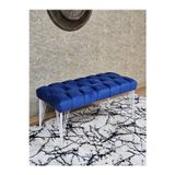 Zafir Beyaz Boyalı Tel Ayaklı 90 cm Puf Bench - Puf - Bench - Kasalı Oturak - Oturak - Yatak Ucu Puf Mavi Renk 90 x 41 Boyut/Ebat