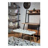 ZAFİR Gold Metal Krem Oturaklı Sivriltme Ayaklı Babyface Puf & Bench & Oturak