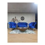 Zafir İstiridye Takım Gold Kaplama Telli Ayak Çay Seti Koltuk Takımı Mavi Renk 110 x 48 Boyut/Ebat