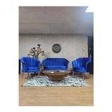 Zafir İstiridye Takım Krom Kaplama Telli Ayak Çay Seti Koltuk Takımı Mavi Renk 110 x 48 Boyut/Ebat