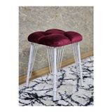 Zafir Kare Beyaz Boyalı Telli Ayaklı Tabure - Oturak - Bar Taburesi - Ayaklı Tabure Bordo Renk 33 x 48 Boyut/Ebat