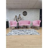 Zafir Krom Kaplama Tel Ayak Papatya Çay Seti Koltuk Takımı , Balkon, Salon, Ofis, Cafe Koltuk Takımı - Pembe - Tek Ebat