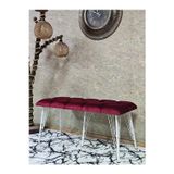 Zafir Metal Beyaz Tel Ayaklı 100 cm Puf Bench - Puf - Bench - Oturak - Mutfak Oturağı - Antre Oturağı Bordo Renk 100 x 40 Boyut/Ebat