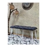 Zafir Metal Beyaz Tel Ayaklı 100 cm Puf Bench - Puf - Bench - Oturak - Mutfak Oturağı - Antre Oturağı Füme Renk 100 x 40 Boyut/Ebat