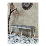 Zafir Metal Beyaz Tel Ayaklı 100 cm Puf Bench - Puf - Bench - Oturak - Mutfak Oturağı - Antre Oturağı Gri Renk 100 x 40 Boyut/Ebat