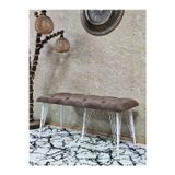 Zafir Metal Beyaz Tel Ayaklı 100 cm Puf Bench - Puf - Bench - Oturak - Mutfak Oturağı - Antre Oturağı Kahverengi Renk 100 x 40 Boyut/Ebat