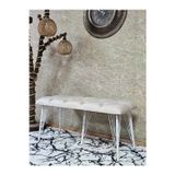 Zafir Metal Beyaz Tel Ayaklı 100 cm Puf Bench - Puf - Bench - Oturak - Mutfak Oturağı - Antre Oturağı Krem Renk 100 x 40 Boyut/Ebat
