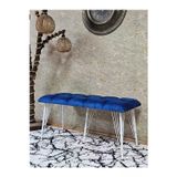 Zafir Metal Beyaz Tel Ayaklı 100 cm Puf Bench - Puf - Bench - Oturak - Mutfak Oturağı - Antre Oturağı Mavi Renk 100 x 40 Boyut/Ebat