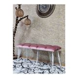 Zafir Metal Beyaz Tel Ayaklı 100 cm Puf Bench - Puf - Bench - Oturak - Mutfak Oturağı - Antre Oturağı Pembe Renk 100 x 40 Boyut/Ebat