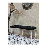 Zafir Metal Beyaz Tel Ayaklı 100 cm Puf Bench - Puf - Bench - Oturak - Mutfak Oturağı - Antre Oturağı Siyah Renk 100 x 40 Boyut/Ebat