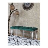 Zafir Metal Beyaz Tel Ayaklı 100 cm Puf Bench - Puf - Bench - Oturak - Mutfak Oturağı - Antre Oturağı Yeşil Renk 100 x 40 Boyut/Ebat